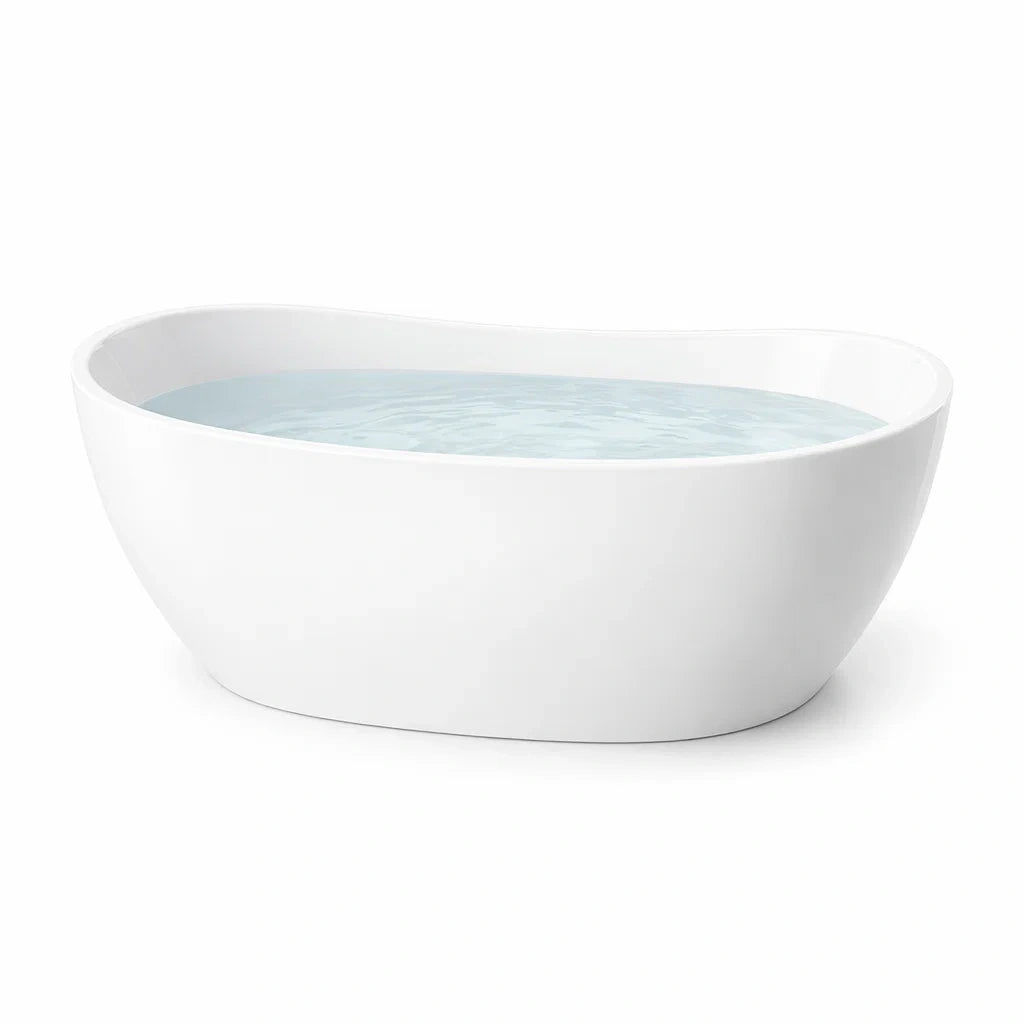 Oval Freistehende Badewanne Acryl 170cm Weiß