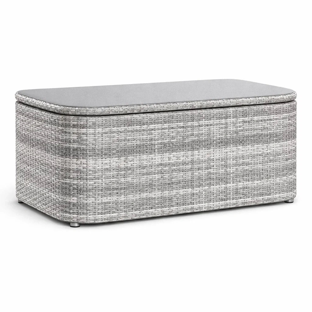 Garten Aufbewahrungstruhe Polyrattan und Stahl Grau 110x55x50 cm