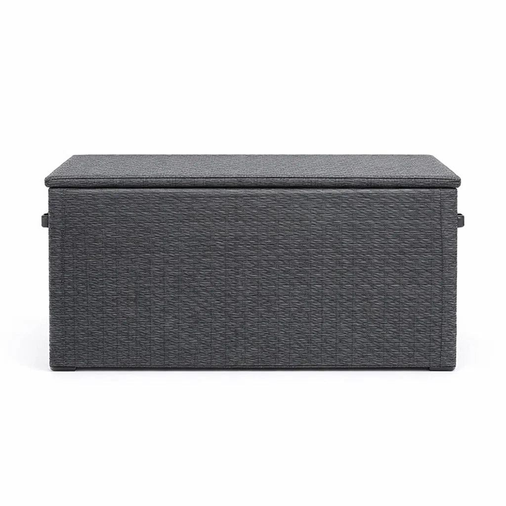 Aufbewahrungsbank Polyrattan Stahl Grau