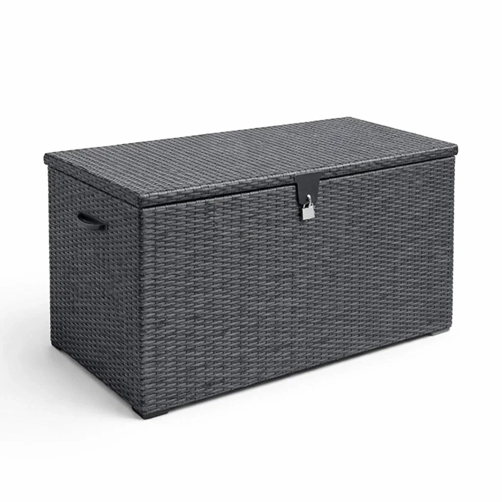 Garten-Aufbewahrungsbox aus Polyrattan 120x60x50cm Anthrazit