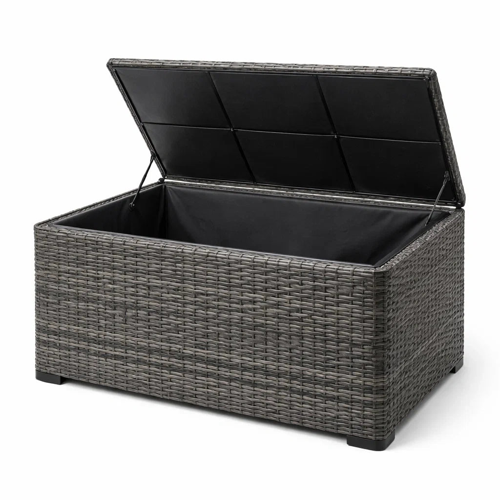 Aufbewahrungsbox Rattan Kunststoffgeflecht 120x60x50 cm Grau