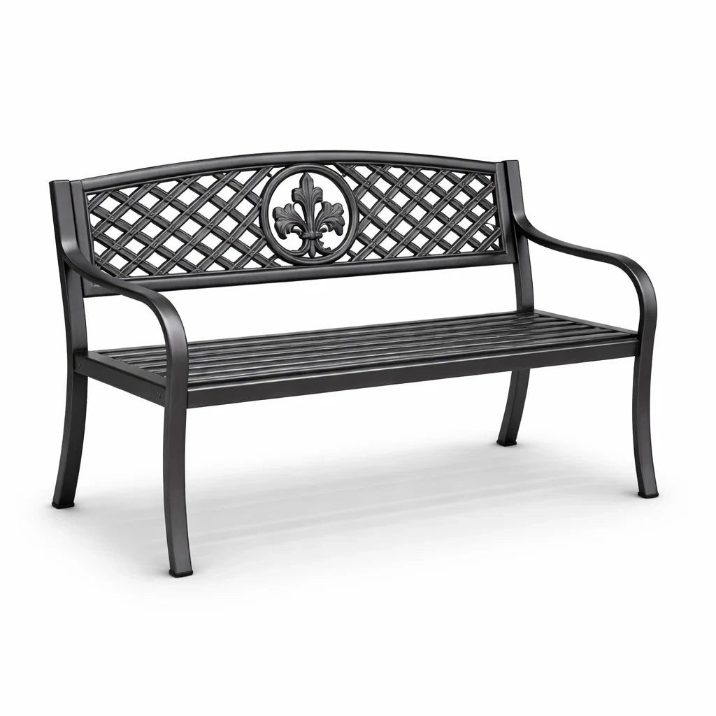 Gartenbank aus Aluminium mit Rückenlehne