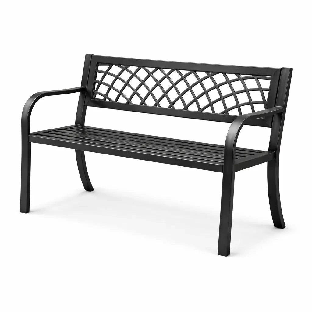 Gartenbank Metall Schwarz 2-Sitzer 127 cm
