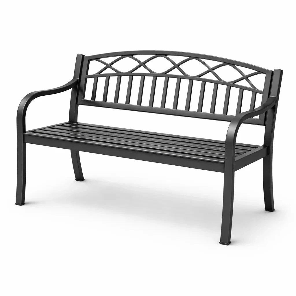 Metall-Gartenbank 126x60x85cm Schwarz