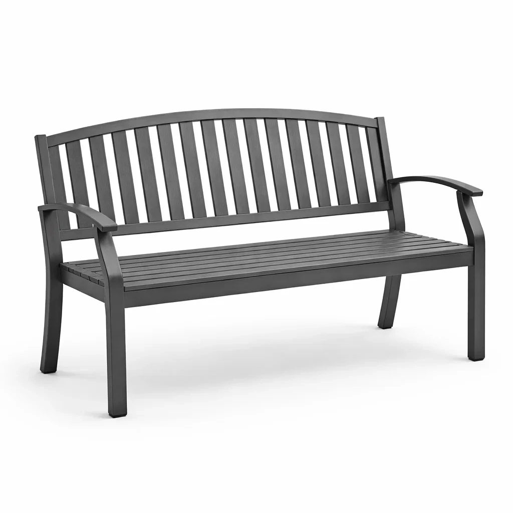 Metall Gartenbank Anthrazit 128x61x85 cm
