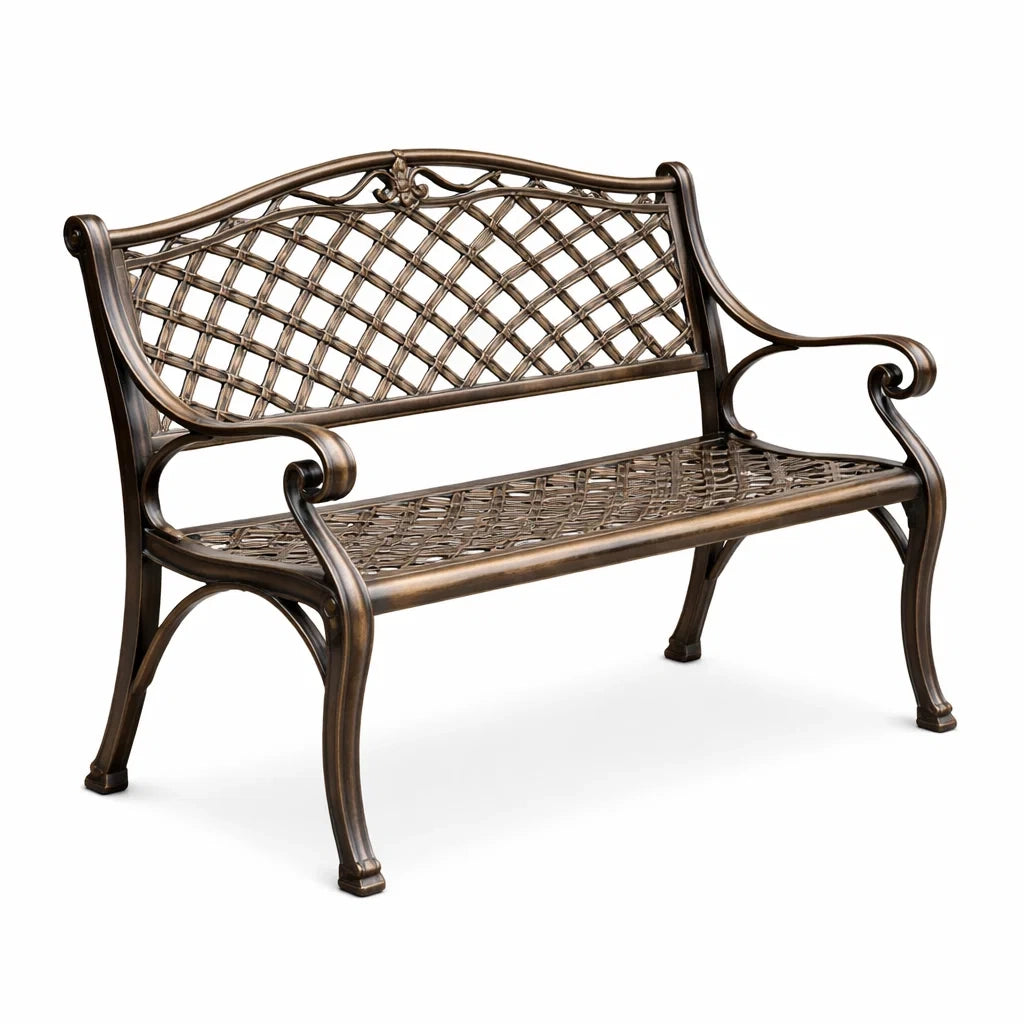 Aluminium Gartenbank Bronze Gittermuster 128 cm