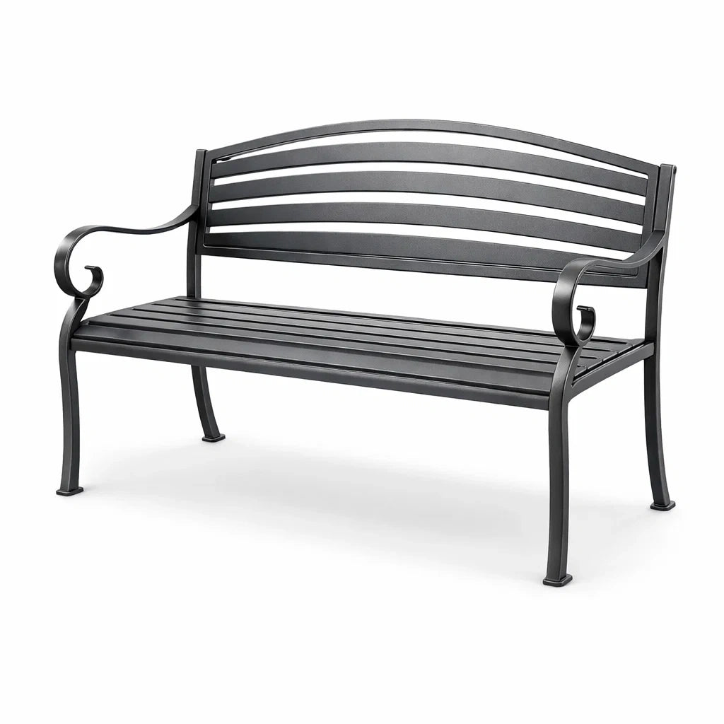 Metall Gartenbank mit Armlehnen Schwarz
