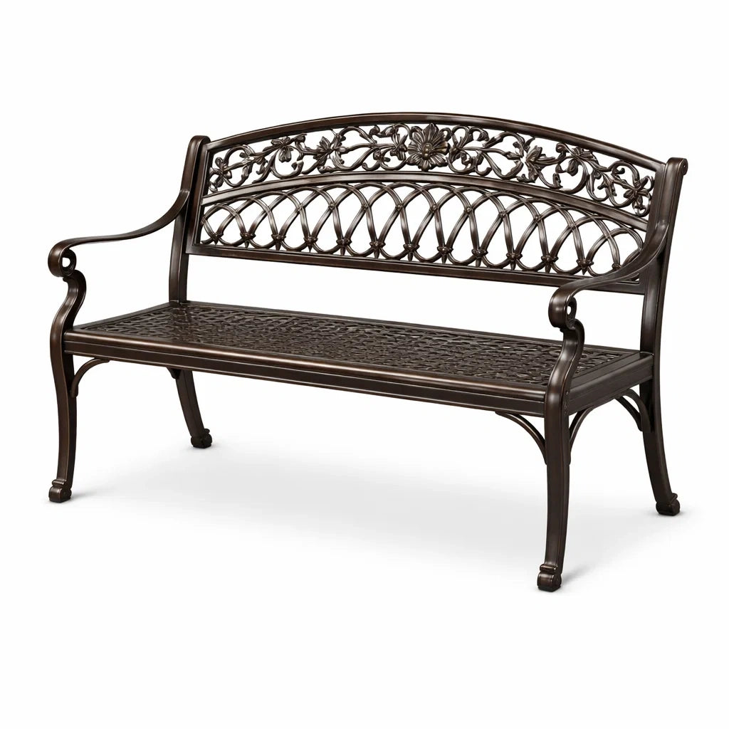 Aluminiumguss Gartenbank in Bronze 128 cm