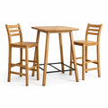 Esstisch-Set rechteckiger Tisch Holz mit zwei Barhockern