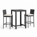 Barset aus Aluminium und Polyrattan mit 2 Stühlen in Schwarz