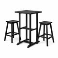 3-teiliges Bartisch-Set quadratisch Metall Schwarz