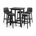 Bar-Set aus Holz und PU-Leder Schwarz, 5-teilig