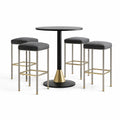 Barset mit Rundem Tisch aus Metall und Hocker mit Stoffbezug