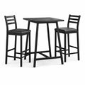 Esstisch-Set mit Metallgestell und 2 Barhockern Schwarz 60x60x102 cm