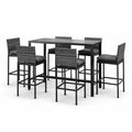 Polyrattan Garten-Bartisch-Set 7-teilig mit Rechtecktisch Grau/Schwarz