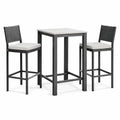 3-teiliges Barset aus Metall und MDF in Grau