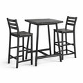 Holztisch-Set mit 2 Barhockern Schwarz