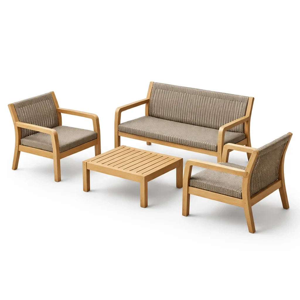 Gartenmöbel Set Akazienholz Rattan Hellbraun/Braun