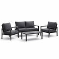 Gartenmöbel-Set aus Aluminium, 2-Sitzer, 2 Sessel und Tisch, Grau