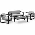 Gartenmöbel Set 4-teilig Aluminium mit Polyesterkissen Schwarz/Grau