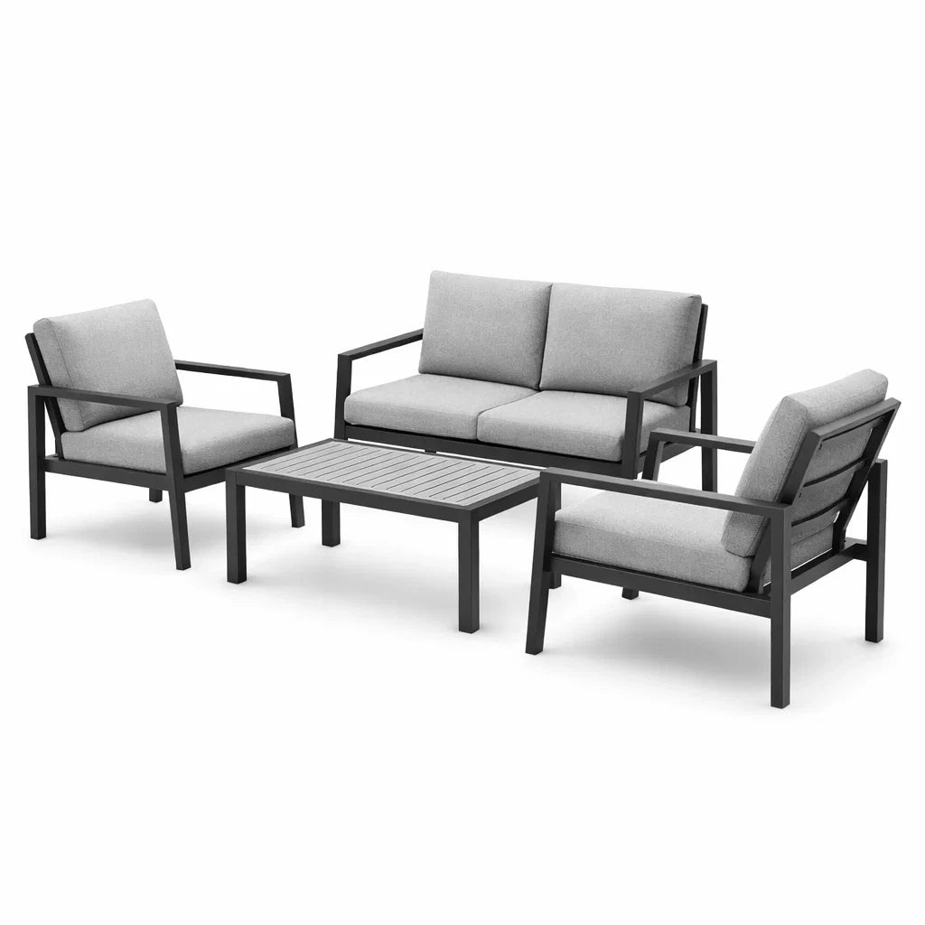 Aluminium Gartenmöbel-Set mit grauen Kissen