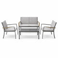 4-teiliges Gartenmöbel-Set Aluminium Grau Textilene